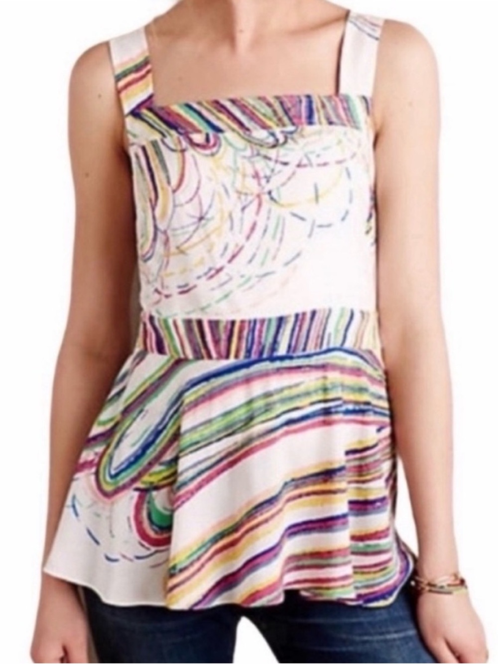 Anthropologie Plenty by Tracy Reese Top Womens XS Tecza Colorful Tie Back Read